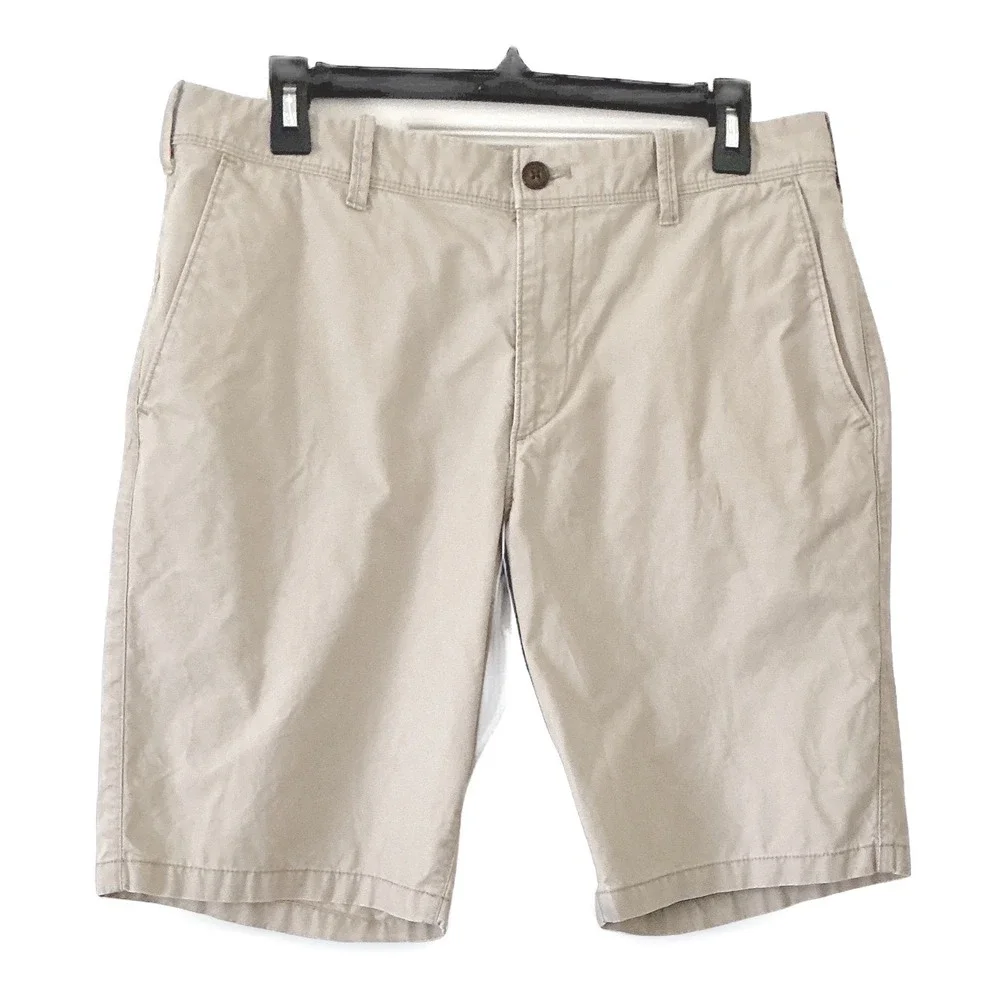 Express Mens Classic Fit Chino Shorts Tan‎ Khaki Cotton Size 31 Summer Casual
